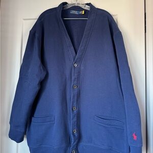 Ralph Lauren Navy Button-Up Cardigan with Polo Pony